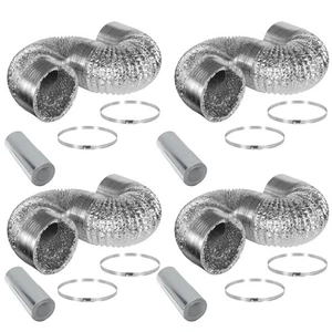 4 Pack 6 Inch 8 Feet Non-Insulated Flex Air Aluminum Ducting Dryer Vent Hose - Picture 1 of 7