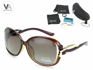 Polarisierte Damensonnenbrille getönt UV400 gold braun modisch vintage DUCO Etui - Bild 1 von 6