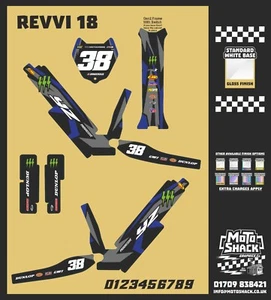 Calcomanías adhesivas gráficas Revvi Bikes 18 Deegan azul púrpura MX Star Yam YZ personalizadas - Imagen 1 de 1