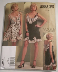V-V1104 Anna Sui Dress & Sash Sewing Pattern Vogue Size 6-8-10-12 Uncut - Bild 1 von 4