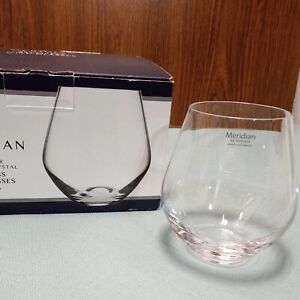 Godinger Meridian Crystal Stemless Wine Glasses Set of 4 EUC 17 oz. Tested