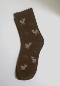 1 pair Christmas Deer Print Casual Brown Crew Socks - Picture 1 of 3