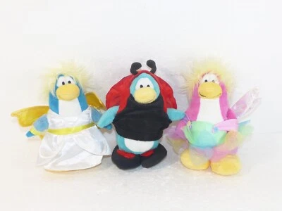 Lote de 3 juguetes de peluche Disney Club Penguin 7" Snow Fairy, Pink Fairy y Ladybug Foto 1 de 4