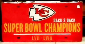Kansas City Chiefs Back to Back Super Bowl Champions License Plate 6" x 12"