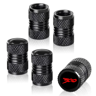 Cubiertas de tapa de vástago de válvula de neumático de metal negro accesorios de aire para Chrysler 300/C/300S Foto 1 de 4
