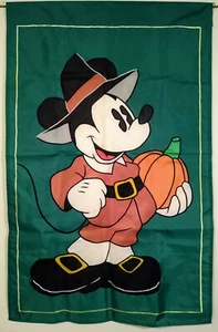 Mickey Mouse Thanksgiving Pilgrim pumpkin large applique Flag 43x28 Walt Disney - Picture 1 of 2