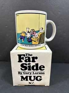 Vintage 1982 Gary Larson Far Side In the Days Before TV Becher mit Box - Bild 1 von 11