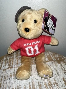 RARE NWT 8" Justin Bieber Team Collectible Stuffed Plush Bear Cap 2010 Beanie - Picture 1 of 4