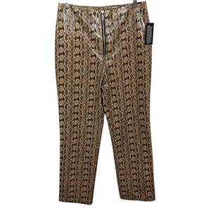 Danielle Bernstein Womens Pants Size 12 Faux Leather Snakeskin Print Dress Pants - Picture 1 of 6