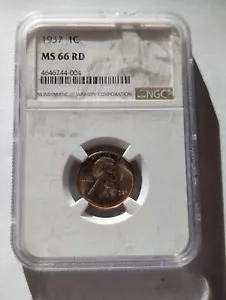 1937 P LINCOLN WHEAT CENT NGC MS 66 RD - Picture 1 of 2