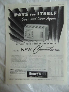 HONEYWELL Termostato Cronotermico 1948 Pubblicità Stampa artistica - Foto 1 di 1