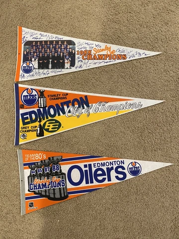NHL Edmonton Oilers  Stanley Cup Pennants And City Of Champions Pennant Cover
