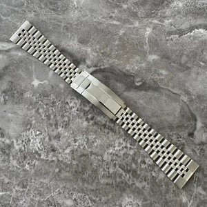 Pulsera Jubilee de acero plateado de 24 mm con bloqueo deslizante correa de reloj acero 316L - Imagen 1 de 9