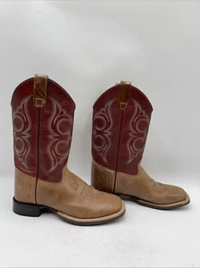 Cody James Boys' Ames Tonal Western Boot Broad Square Toe Brown/Red Size 6D - Picture 1 of 8