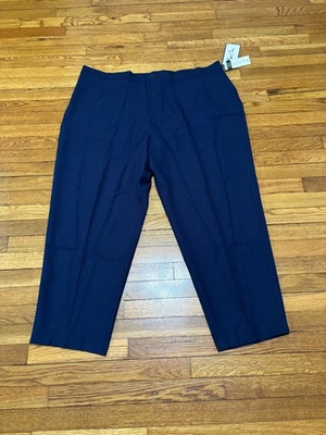 Pantalones vintage doblados para mujer talla 48x30 azul marino poliéster cónico nuevos con etiquetas nos Foto 1 de 4