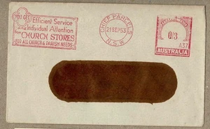 Australia 1953 CHURCH STORES Meter Advertising Cover NSW Postmark CHIEF PARCELS - Picture 1 of 2