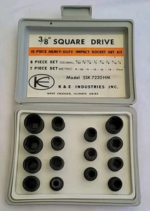 15 Piece 3/8' Square Drive Impact Socket Set Decimal Metric SSK 7220 HM K & E - Picture 1 of 11