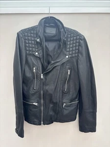 Herren ALL SAINTS Bikerjacke schwarz 100% Schafsleder " CATCH " Größe L - Bild 1 von 6