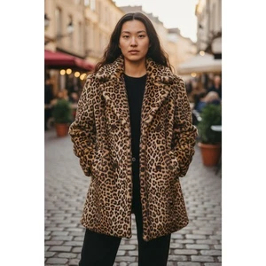 Vintage 1960s Kilimanjaro Sidney Blumenthal Faux Fur Leopard Coat Medium Large - Bild 1 von 9