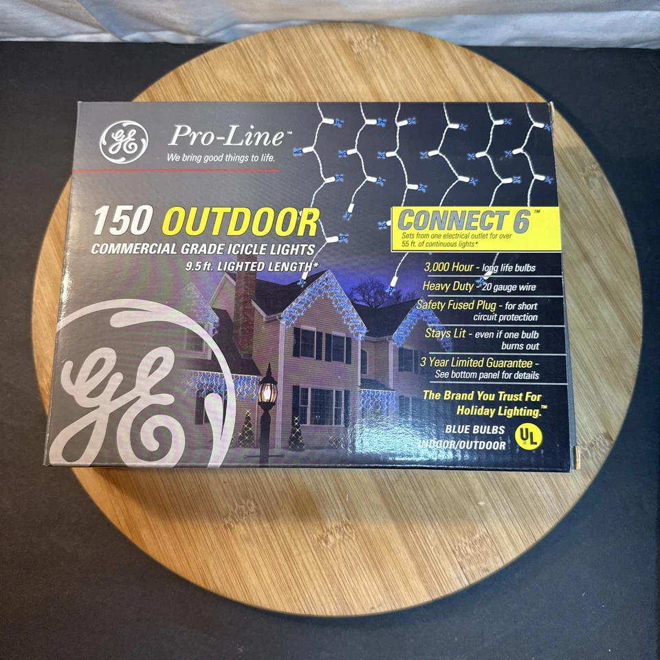 GE pro line 150 commercial grade outdoor icicle lights blue Christmas 3 Boxes - Image 1 of 3