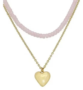 Robert Lee Morris Soho Puffy Heart Short Multi-Strand Pendant Necklace - Picture 1 of 4