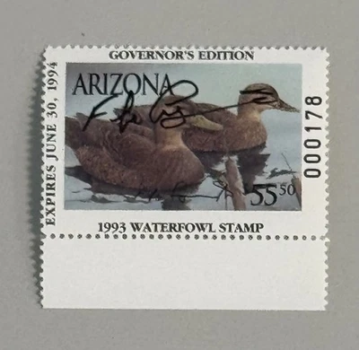 1993 Arizona State Duck Stamp - Governor Hand Signed - Image 1 of 2