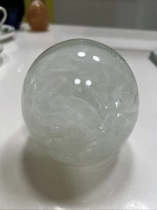 Murano Glass Paperweight White Filigrana Hand Blown White Intricate Filaments - Picture 1 of 9