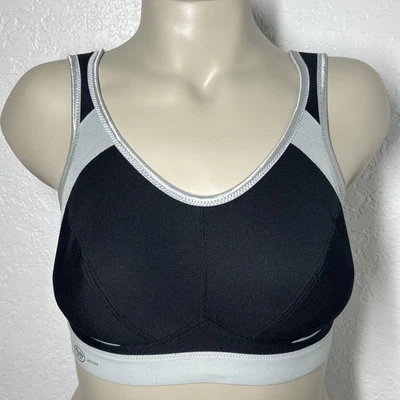 Sujetador deportivo Anita Extreme Control negro 32F gris negro inalámbrico suave cómodo Foto 1 de 4