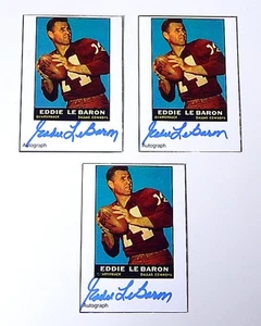 Lote de (3) tarjetas autógrafas reimpresas firmadas por Eddie LeBaron Auto Cowboys - Imagen 1 de 2