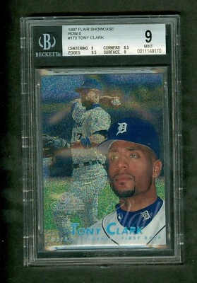 Tony Clark 1997 Flair Showcase Row 0 #173 Tigers Beckett Graded 9 MINT 170 - Image 1 of 2