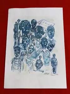 ALBERTO GIACOMETTI Drawing on paper (Handmade) signed and stamped mixed media. - Picture 1 of 6