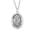 1.3 Inch Patron Saint Michael Oval Sterling Silver Medal N.G.