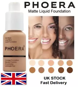 PHOERA® Liquid Matte Flawless Long Lasting Full Coverage Foundation Concealer UK - Picture 1 of 32