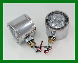 Luz guardabarros cromada de 3,5" cabina redonda 16 LED rojo ámbar lente transparente - Imagen 1 de 2