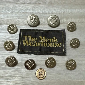 10 Button Men's Wearhouse Blazer Replacement Set Gold Tone 2 Piece Metal - Picture 1 of 6