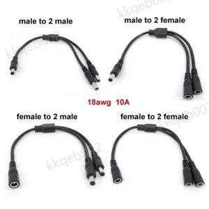 18awg 1 male female to 2 female DC Power adapter Cable 5.5mm Splitter connector - Picture 1 of 10