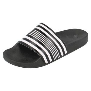 Deslizantes deslizantes sin cordones a rayas negras/blancas para hombre por punto en £9.99 - Imagen 1 de 9