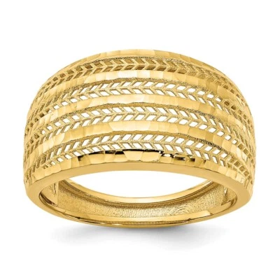 Полированное кольцо из желтого золота 14 карат подарок для женщин размер 7 - Изображение 1 из 4