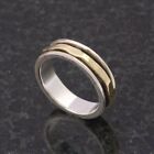 Solid 925 Sterling Silver Spinner Ring Two Tone Spinning Band New All Size