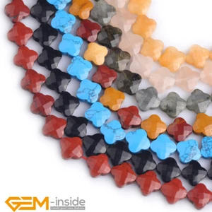12mm Assorted Clover Flower Gemstones Faceted Loose Beads Jewelry Making 15" AU - Bild 1 von 126