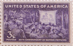 1944 50th Anniversary of Motion Pictures 3 Cents US Postage Stamp World War II - Picture 1 of 1