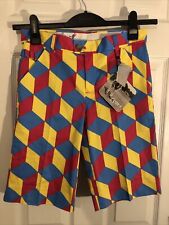 Royal & Awesome Womans Golf Shorts Size 8 Ladies Bright Blocks Multicoloured And