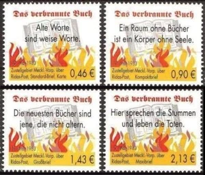 RIDAS: MiNr. 5 - 8, 01.05.2003, "Bücherverbrennung", Satz, postfrisch - Bild 1 von 1
