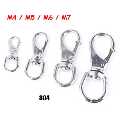 1x 304 Stainless Steel Large Swivel Lobster Clasps Clips Carabiner Hook Keychain - Image 1 of 4
