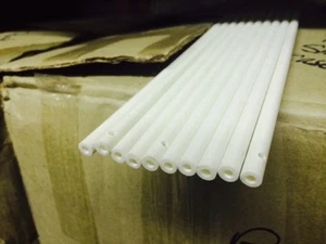 Lot of 10  White Fiberglass rods - Hollow tubes - 15-16'' long -8mm OD - 4 mm ID - Picture 1 of 2
