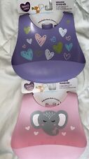 Girl’s Parent’s Choice Silicone Scoop Bib, Choose from Pink or Purple