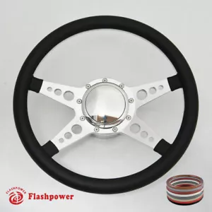 Volante Billet Pulido 14" Envoltura Completa Bocina Botón Adaptador Cutlass Jeep - Imagen 1 de 10