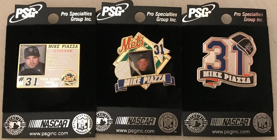 Set of 3 Mike Piazza  New York Mets Collector Pins 2019 Hall of Fame - Image 1 of 1