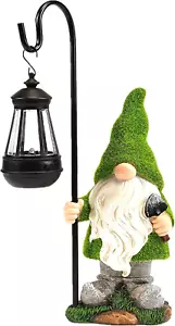 12IN Garden Sculptures & Statues Garden Gnomes Statue with Solar Lights - Outdoo - Picture 1 of 6