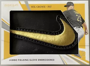 2021 Immaculate Wil Crowe Rookie Nike Swoosh Jumbo Fielding Handschuh Aufnäher 1/2! - Bild 1 von 2